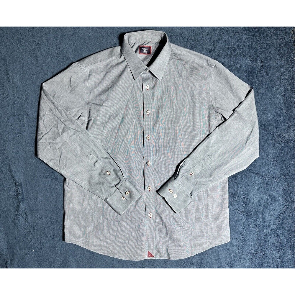Untuckit Wrinkle Free Shirt Mens Large Gray Button Up Long Sleeve Cotton